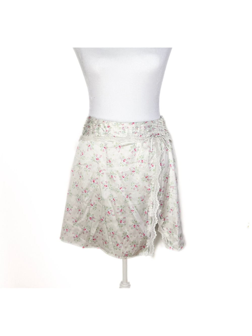 NWT For Love & Lemons Coquette Ditsy Floral Mini Skirt White L Cottagecore Lace